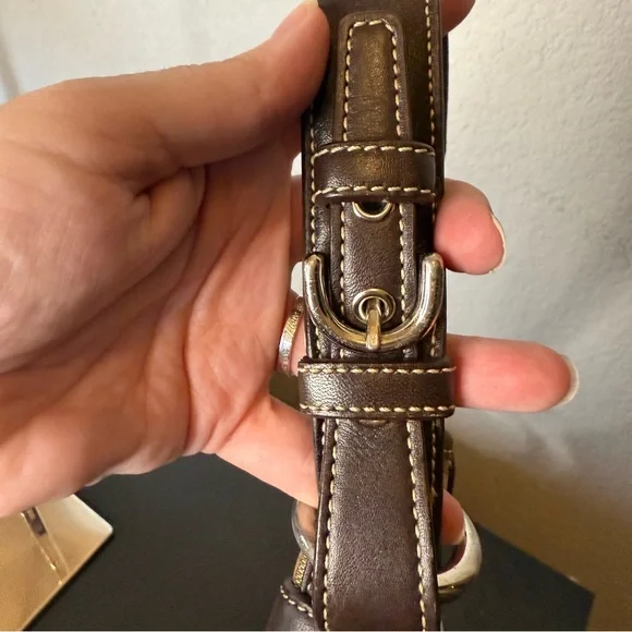 Coach 3577 Brown Leather Suede Signature Canvas Womens Shoulder Bag Y2K GUC - Picture 3 of 7